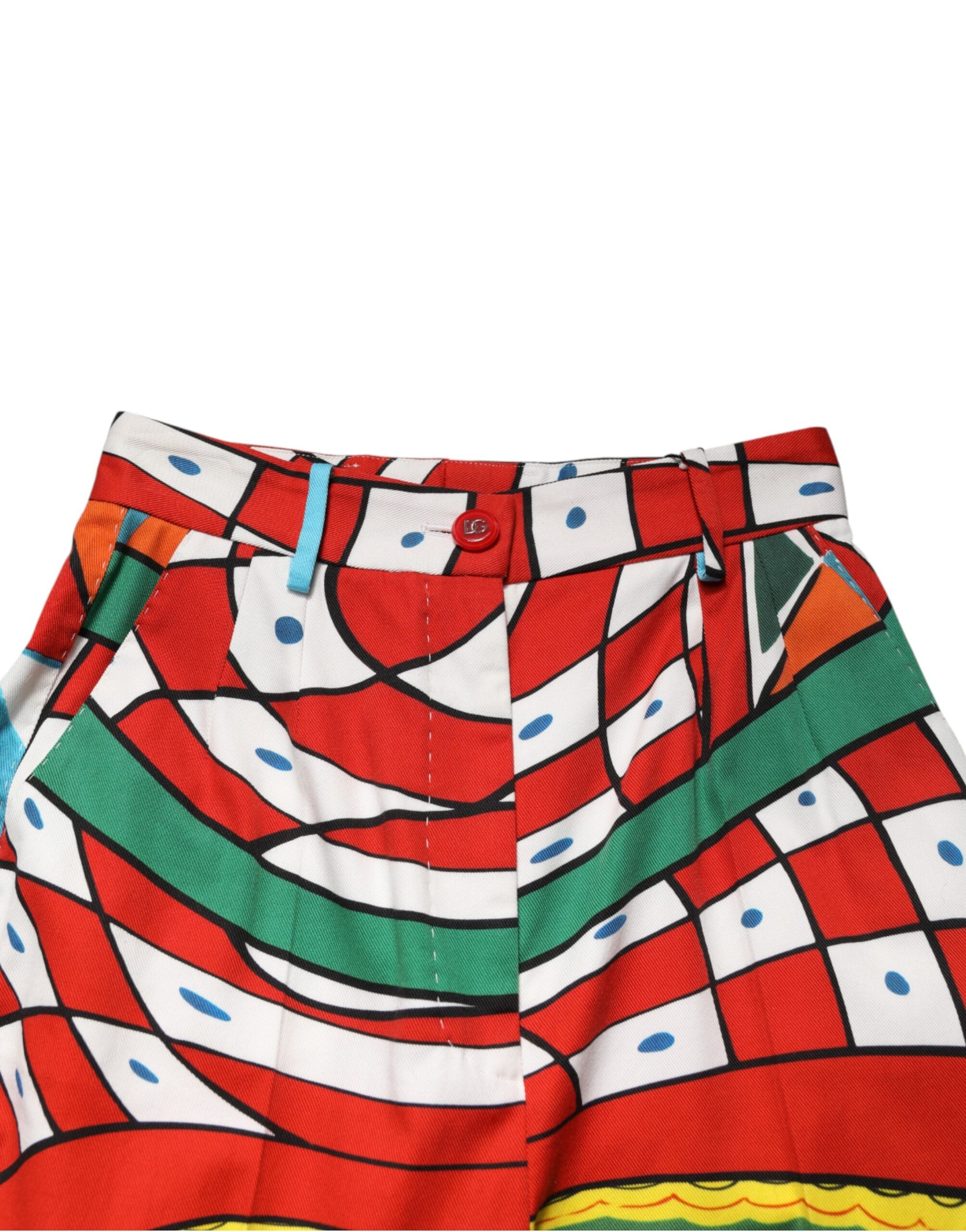 Dolce & Gabbana Multicolor Geometric Pattern Straight Women's Pants