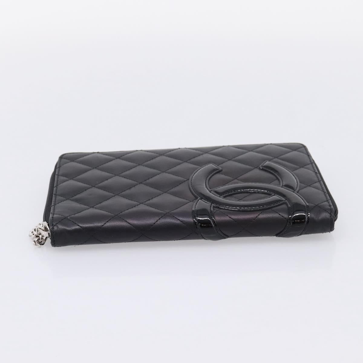 Chanel Cambon Zip Around Organizer Quilted Lambskin Black Leather Wallets Accessory (Pre-Owned)