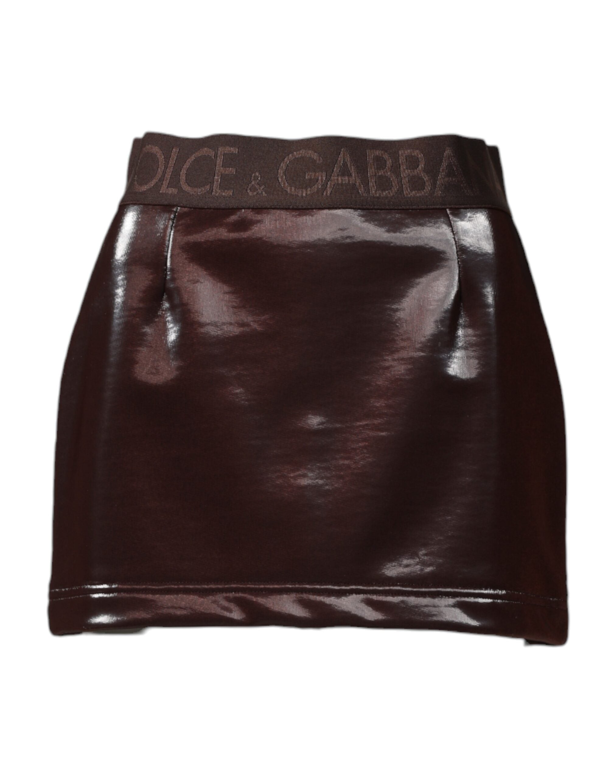 Dolce & Gabbana Dark Brown Cotton Fitted High Waist Mini Women's Skirt