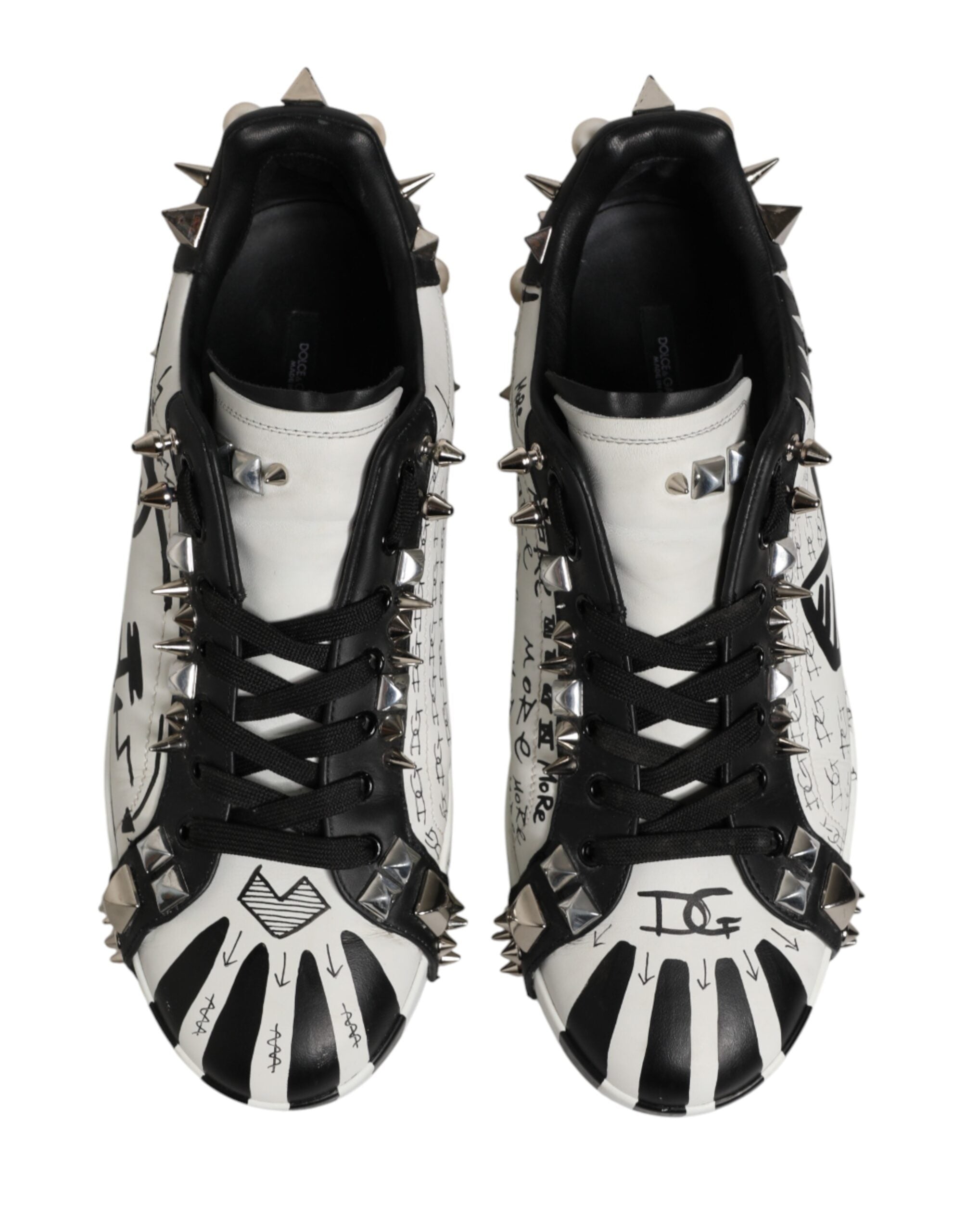 Dolce & Gabbana Black White Studded Low Top Sneakers Men's Shoes (Pre-Owned)