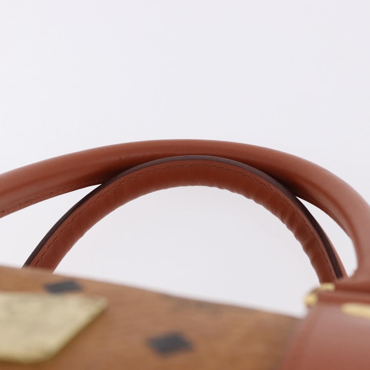 MCM Vicetos Logogram Boston Brown Leather Travel Bag Bag (Pre-Owned)