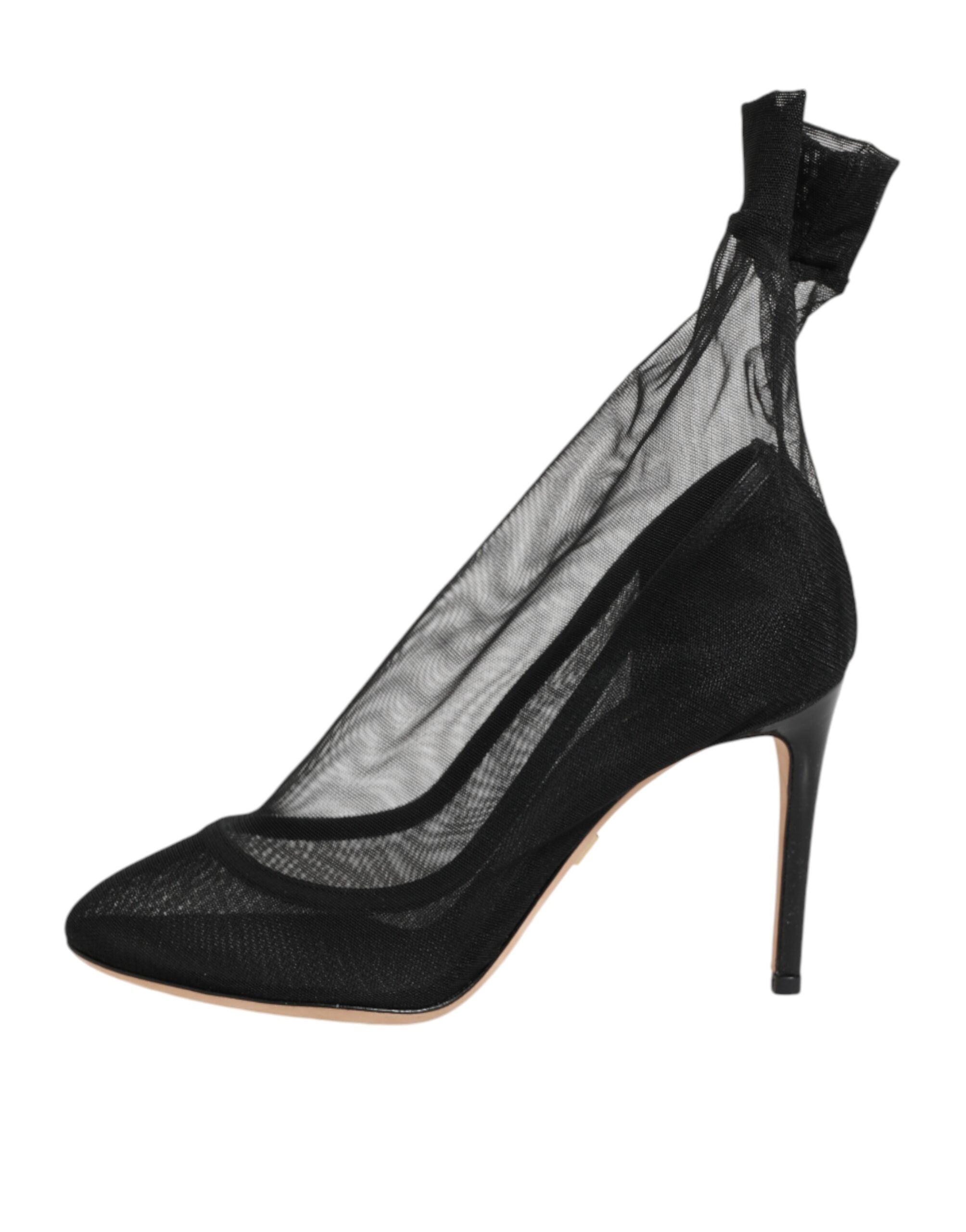 Dolce & Gabbana Black Nylon Stretch Mesh Sock Boots  Women's Shoes