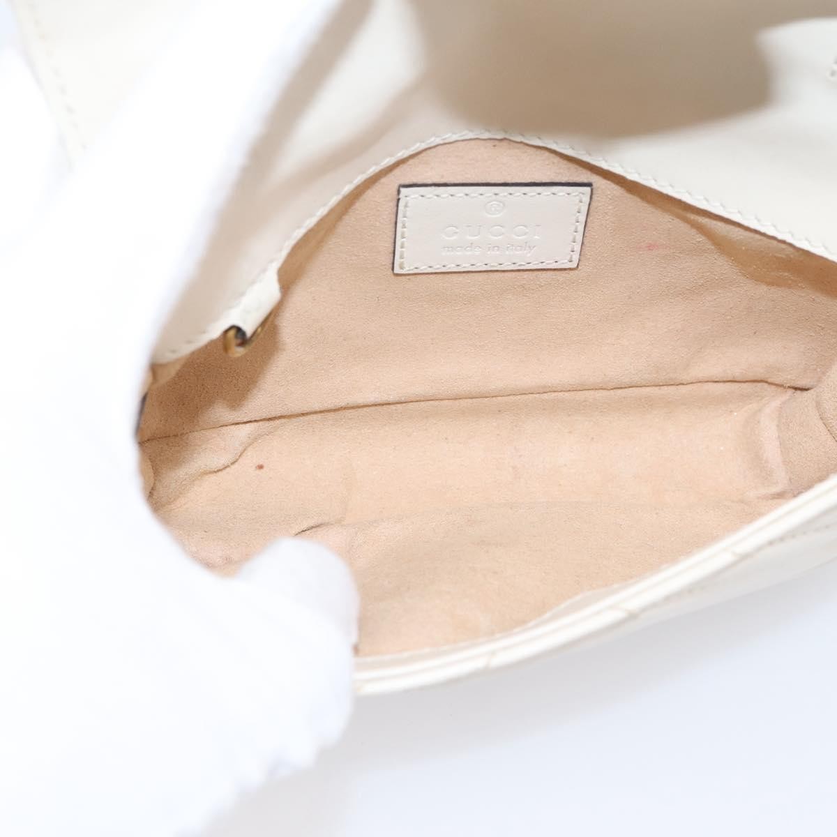 Gucci Gg Marmont Flap Chain Gg Coated Canvas And Leather Beige Leather Shoulder Bag Bag (Pre-Owned)