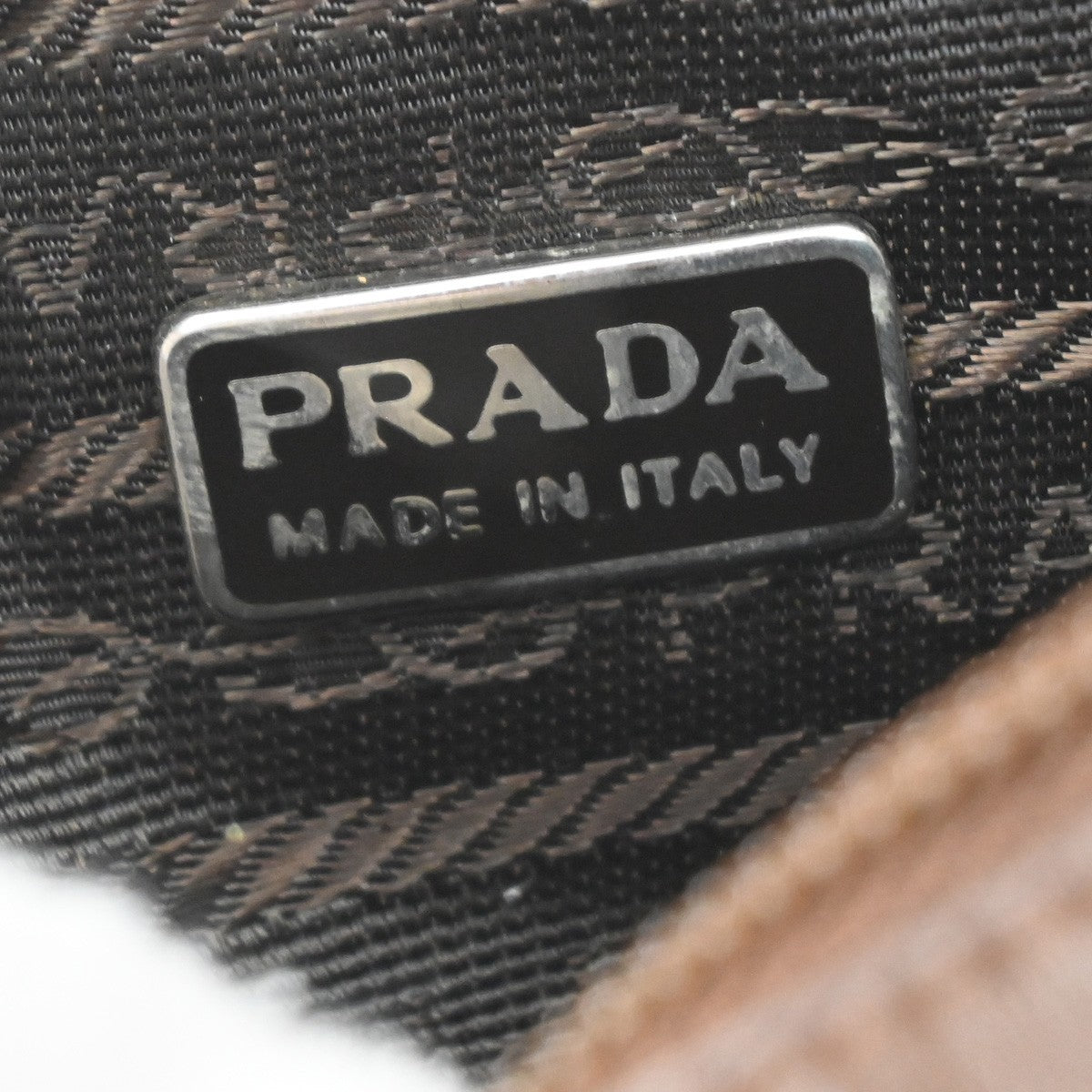 Prada Logo Pouch Leather Brown Leather Clutche & Pouche Bag (Pre-Owned)