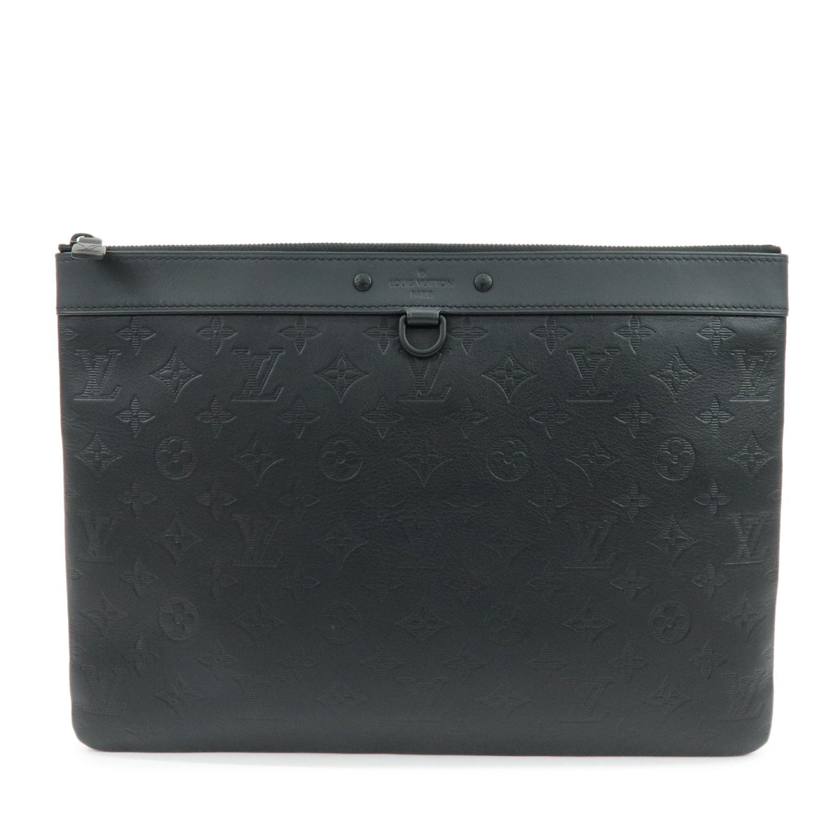 Louis Vuitton Discovery Pochette Monogram Shadow Leather Black Leather Clutche & Pouche Bag (Pre-Owned)