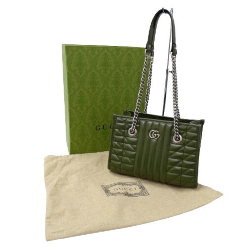 Gucci Gg Marmont Green Leather Tote Bag (Pre-Owned)