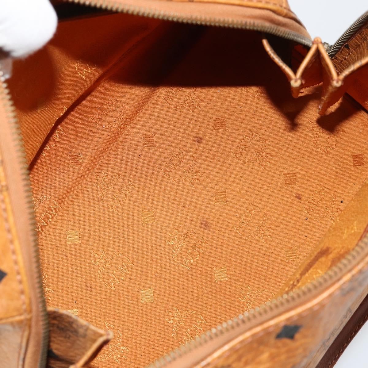 MCM Vicetos Logogram Boston Brown Leather Travel Bag Bag (Pre-Owned)