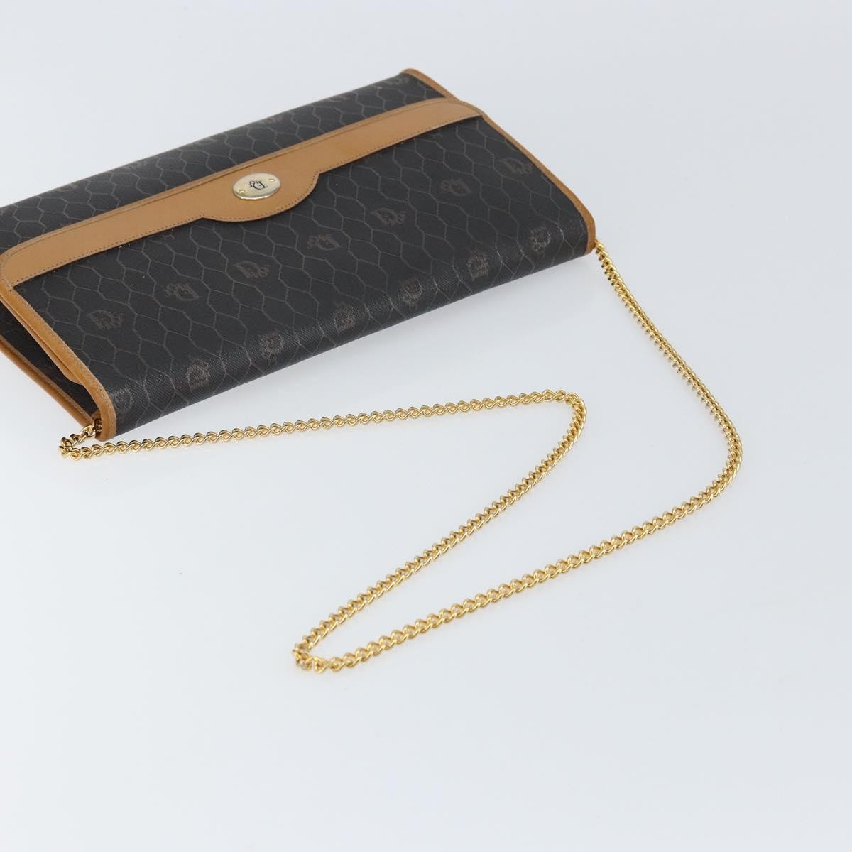 Christian Dior Vintage Honeycomb Chain Canvas Black Canvas Shoulder Bag Bag (Pre-Owned)