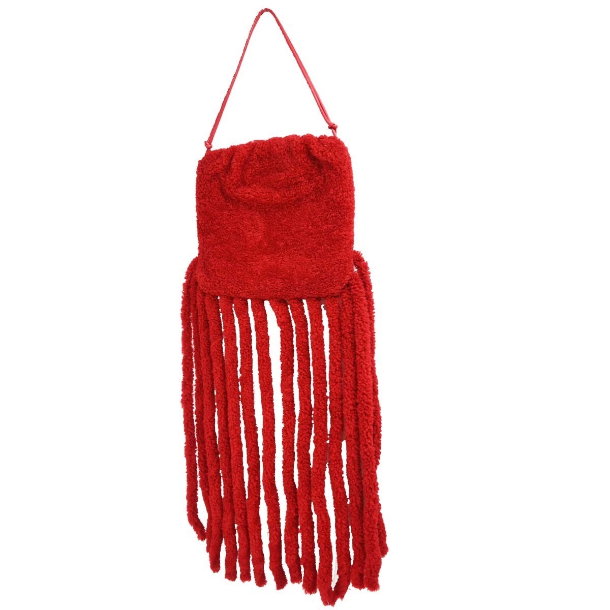 Bottega Veneta The Fringe Wool Red Wool Clutche & Pouche Bag (Pre-Owned)