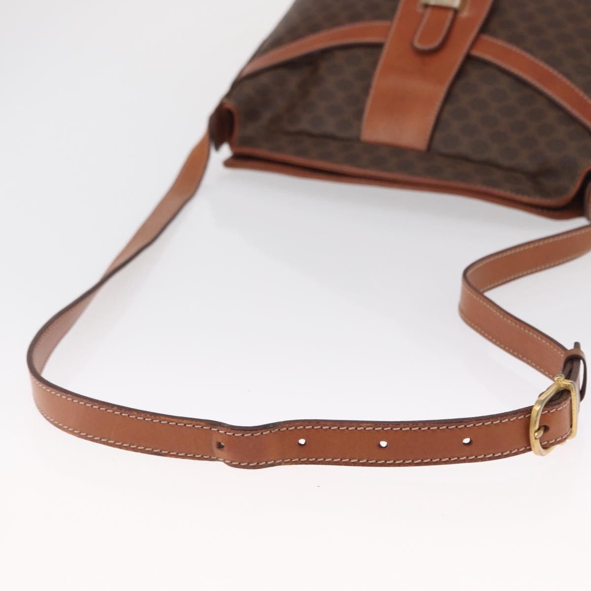 Celine Vintage Macadam Canvas And Leather Brown Canvas Shoulder Bag Bag (Pre-Owned)