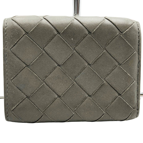 Bottega Veneta Intrecciato Grey Leather Wallet  (Pre-Owned)