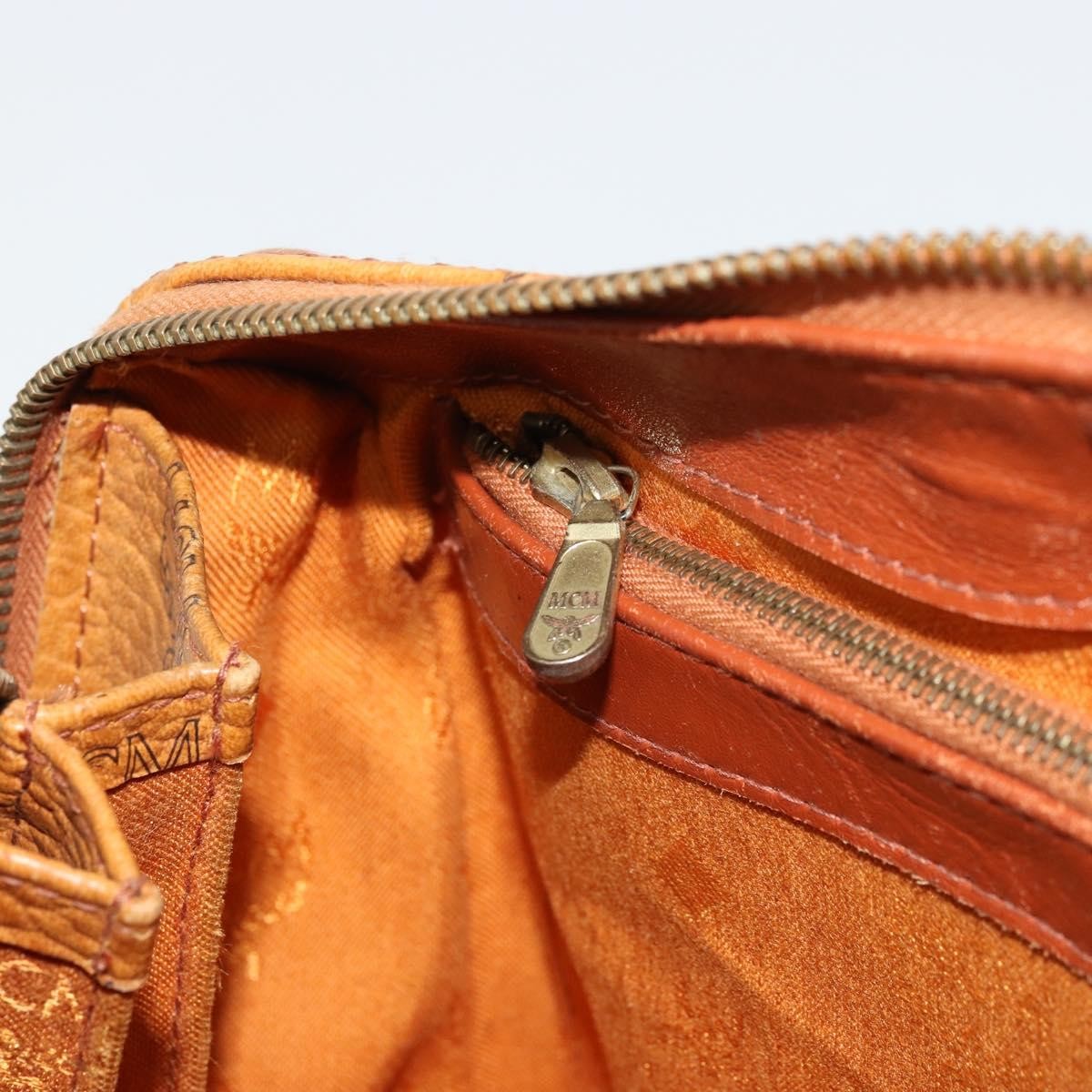 MCM Vicetos Logogram Boston Brown Leather Travel Bag Bag (Pre-Owned)