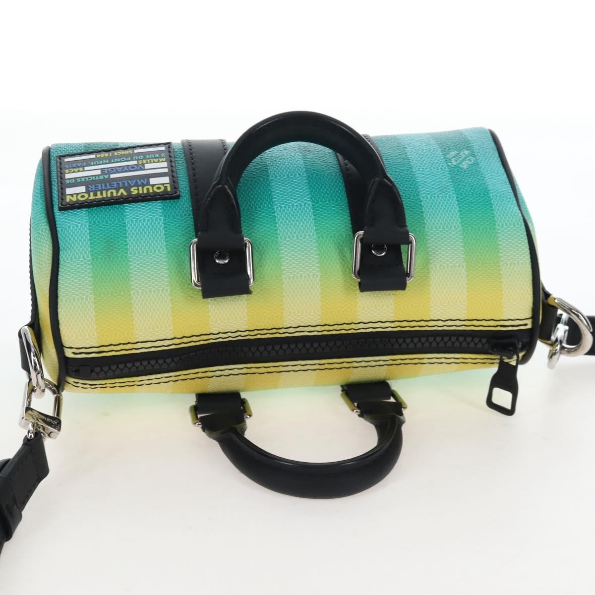 Louis Vuitton Keepall Bandouliere Limited Edition Gradient Damier Stripes Green Leather Travel Bag Bag (Pre-Owned)