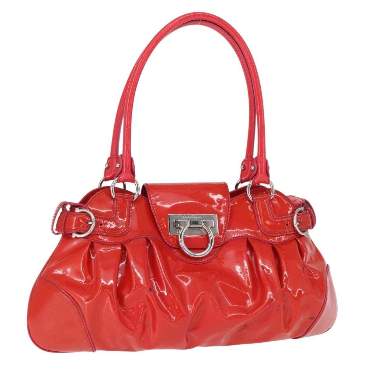 Salvatore Ferragamo Marisa Leather Red Patent_Leather Handbag (Pre-Owned)