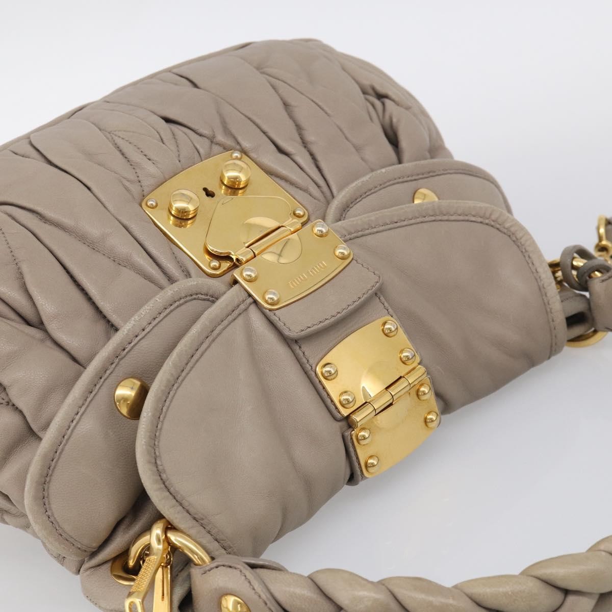 Miu Miu Coffer Hobo Matelasse Leather Beige Leather Handbag (Pre-Owned)