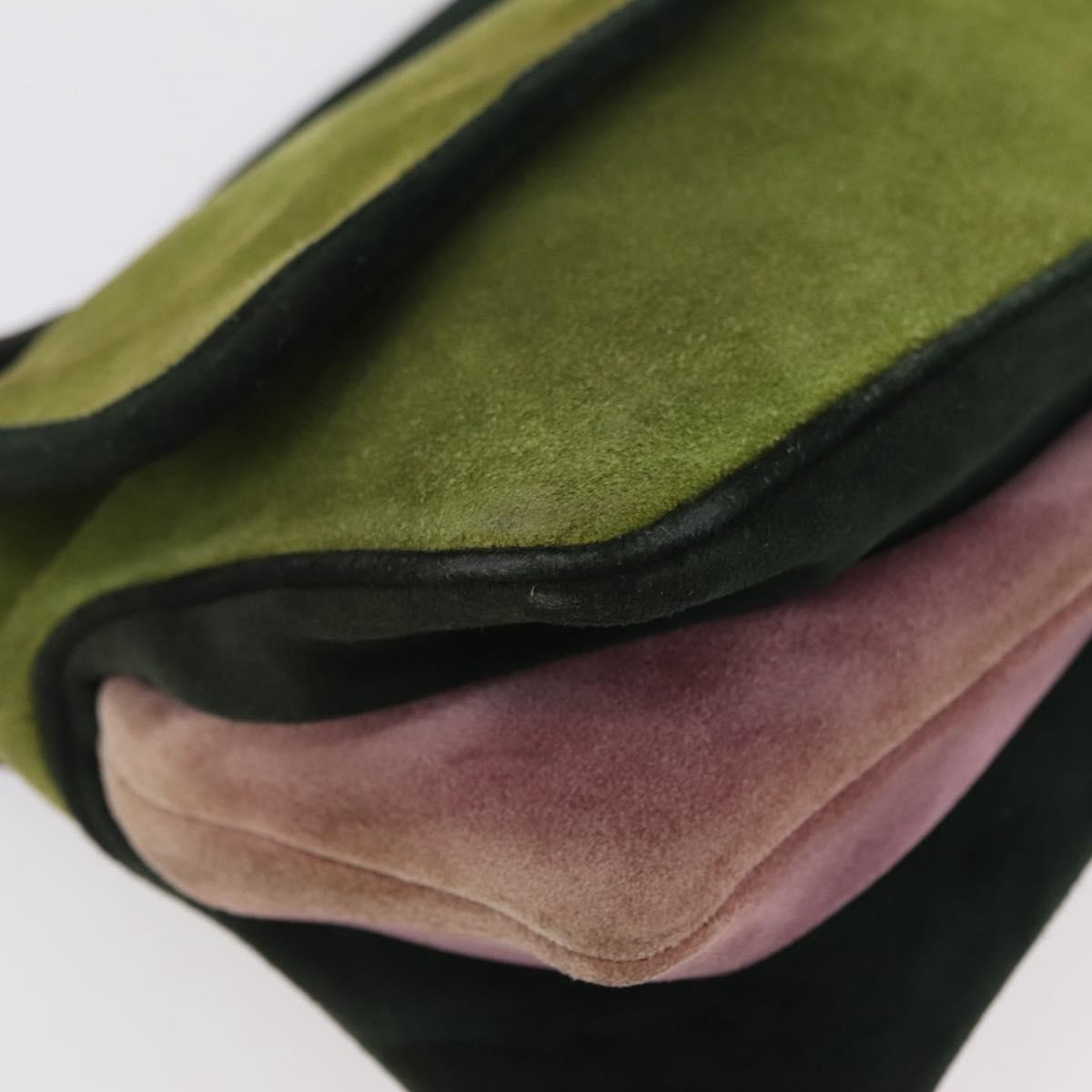 Miu Miu Vintage Flap Bag Suede Green Suede Handbag (Pre-Owned)