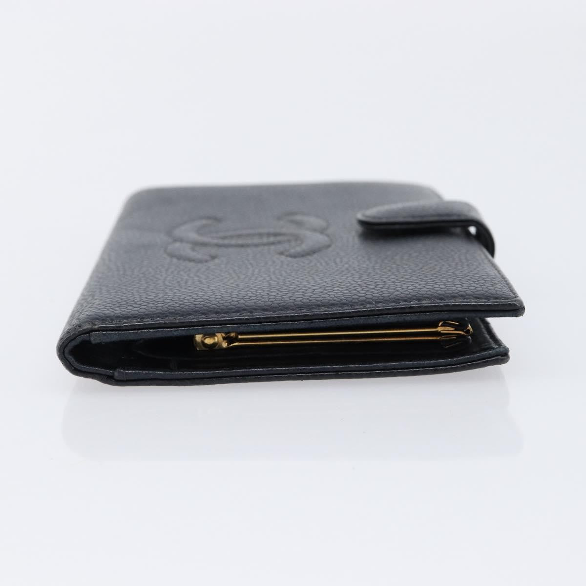 Chanel Vintage Cc Bifold Leather Black Leather Wallets Accessory (Pre-Owned)