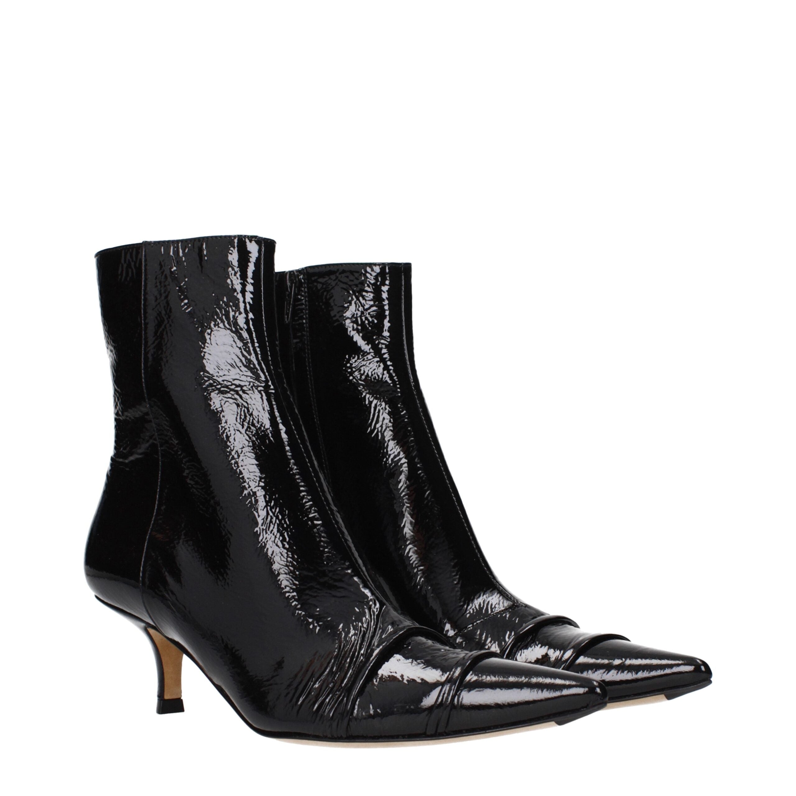Maison Margiela Black Leather Ankle Women's Boots