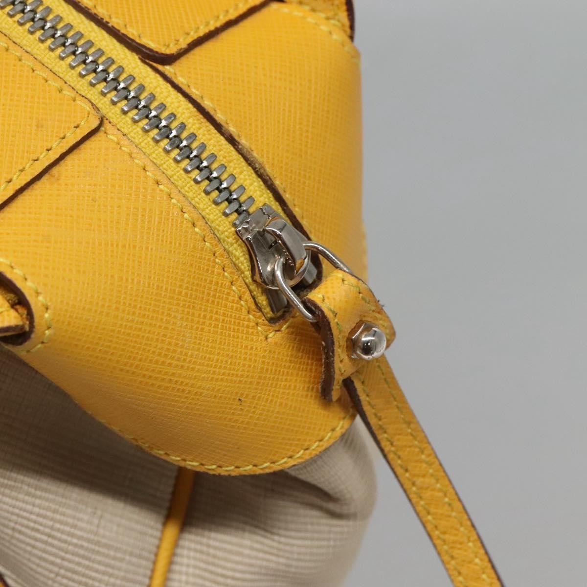 Salvatore Ferragamo Gancini Canvas And Leather Yellow Canvas Handbag (Pre-Owned)