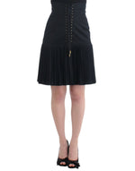 Cavalli Elegant Black Pleated Lace A-Line Women's Skirt