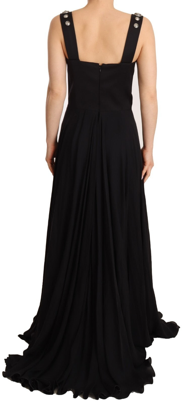 Fausto Puglisi Silk Black Studded Sleeveless A-line Max Women's Dress (Pre-Owned)