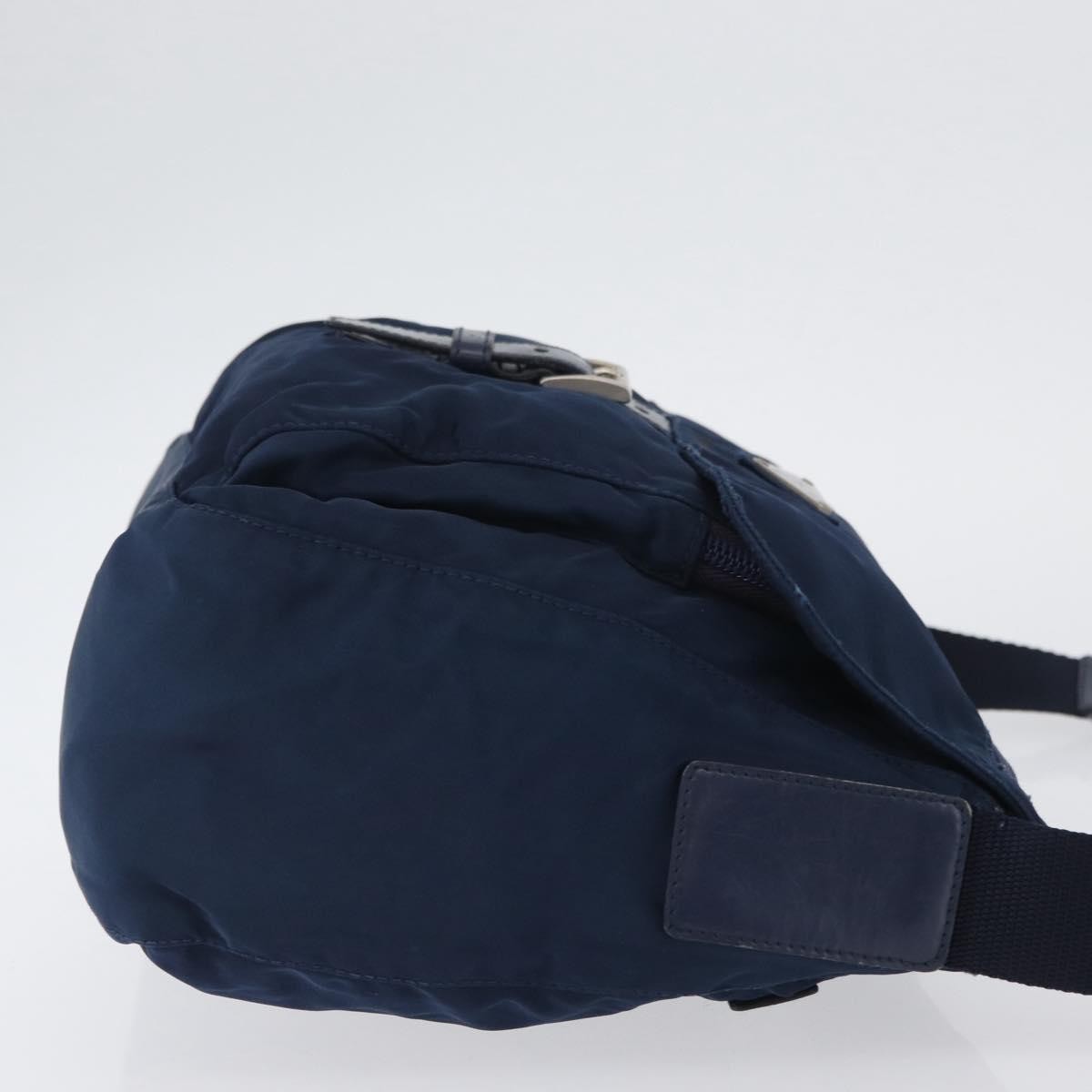 Prada Buckle Messenger Tessuto Navy Nylon Handbag (Pre-Owned)