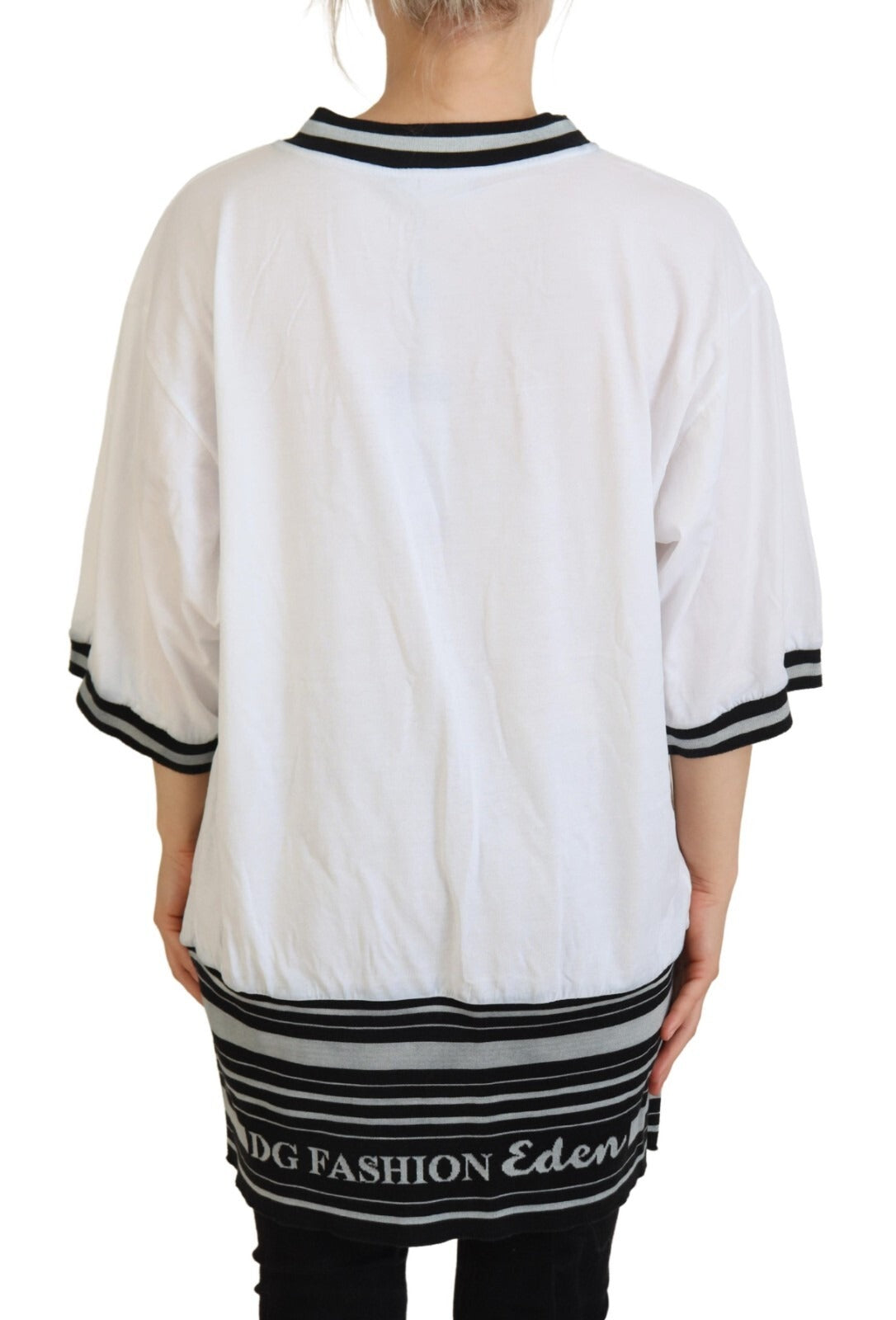 Dolce & Gabbana White Printed Short Sleeves Pullover Women's Top (Pre-Owned)