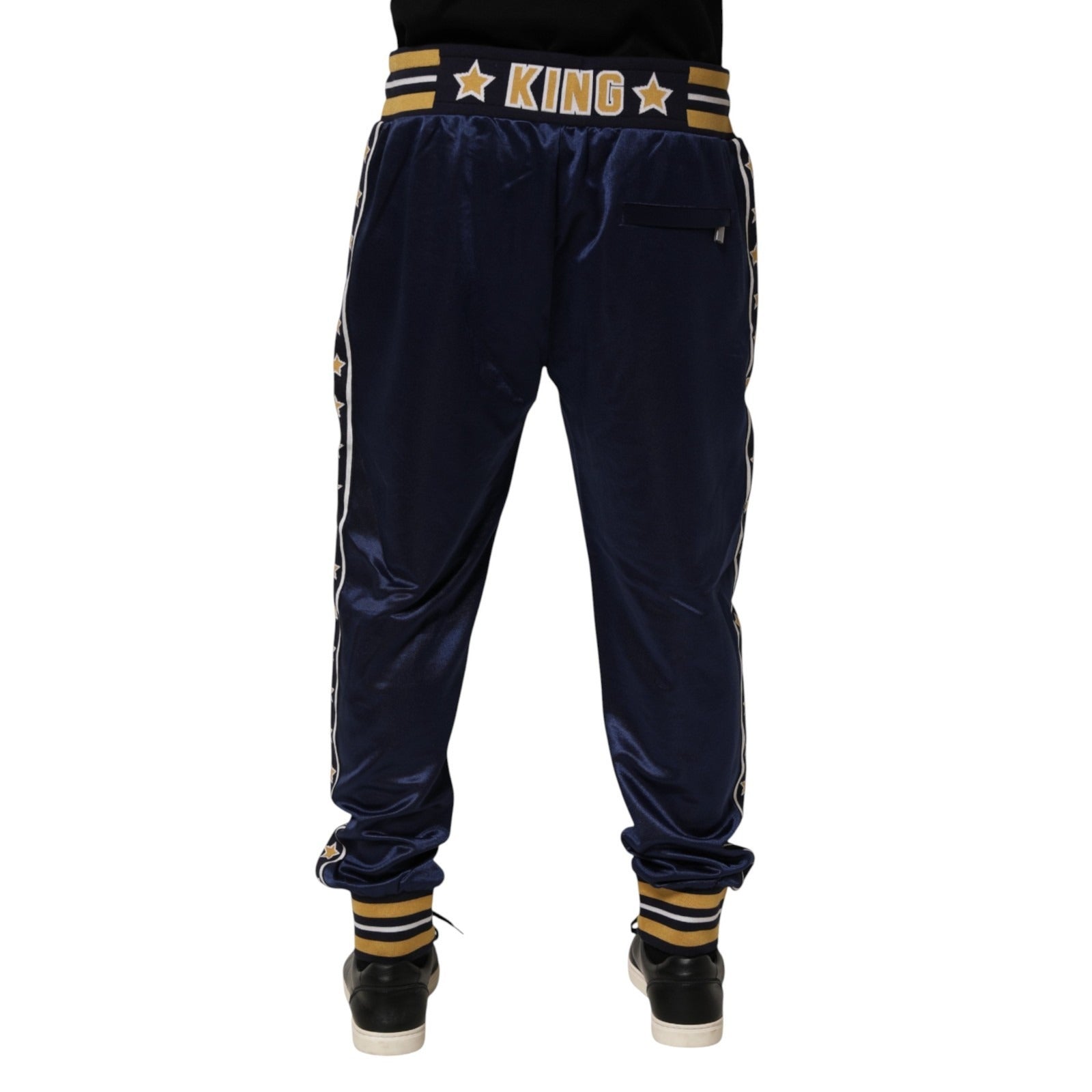Dolce & Gabbana Blue Nylon Jogger Mid Waist Trouser Men's Pants (Pre-Owned)