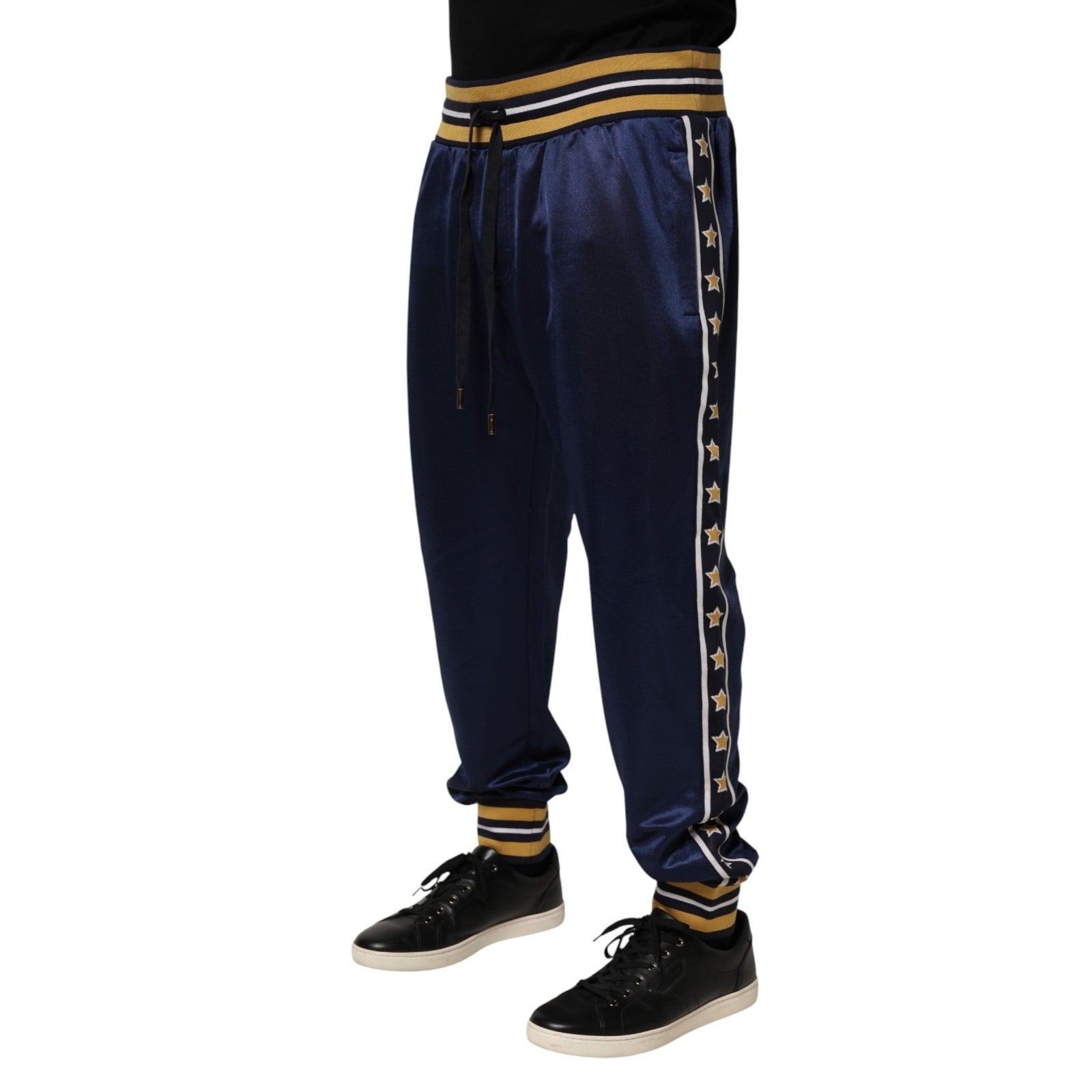 Dolce & Gabbana Blue Nylon Jogger Mid Waist Trouser Men's Pants (Pre-Owned)