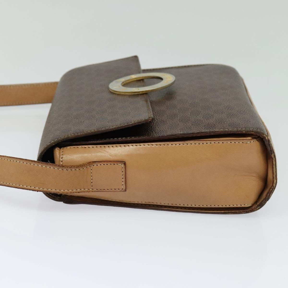 Celine Vintage Macadam Circle Logo Canvas And Leather Brown Canvas Shoulder Bag Bag (Pre-Owned)