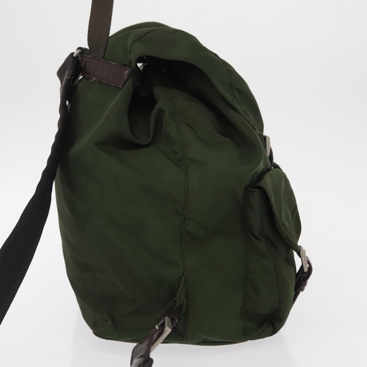 Prada Double Front Pocket Tessuto Khaki Nylon Backpack Bag (Pre-Owned)