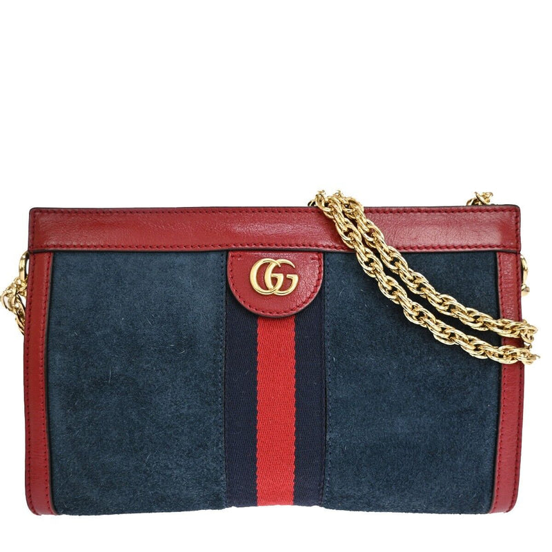 Gucci Ophidia Navy Suede Shoulder Bag (Pre-Owned)