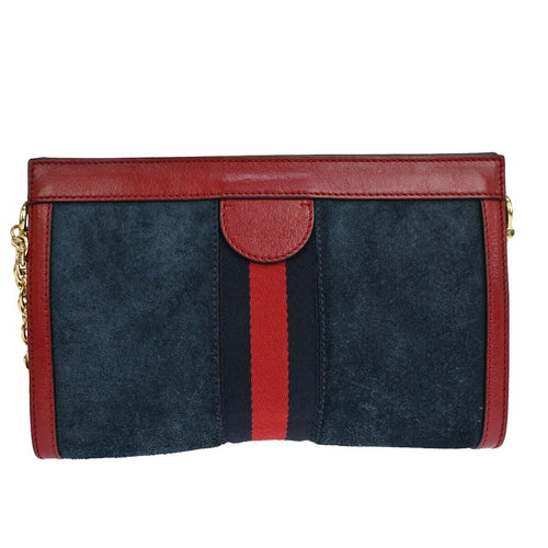 Gucci Ophidia Navy Suede Shoulder Bag (Pre-Owned)