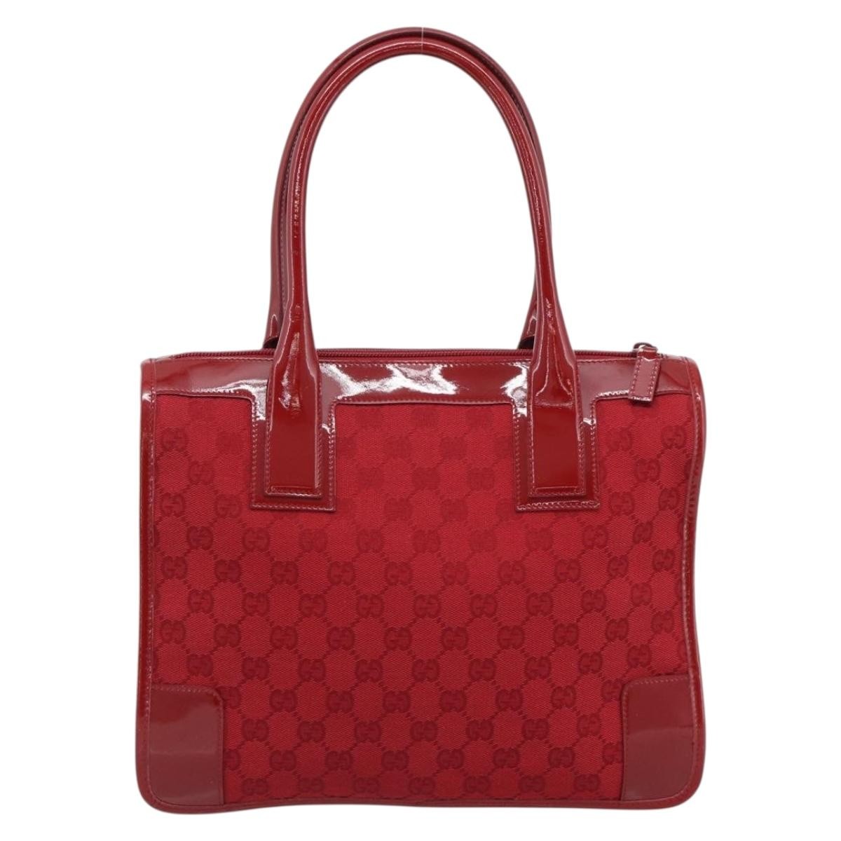 Gucci Structured Top Handle Open Tote Gg Canvas And Leather Red Canvas Handbag (Pre-Owned)