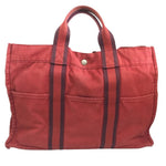 Hermès Burgundy Canvas Tote Bag (Pre-Owned)