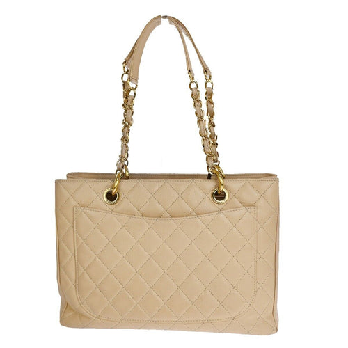 Chanel Shopping Beige Leather Shoulder Bag (Pre-Owned)