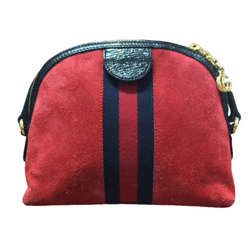 Gucci Ophidia Red Suede Shoulder Bag (Pre-Owned)