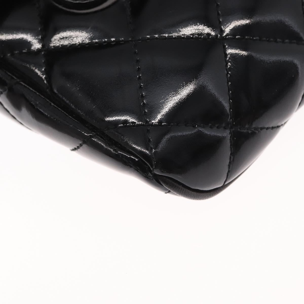 Chanel Vintage Zip Belt Quilted Lambskin Black Patent_Leather Clutche & Pouche Bag (Pre-Owned)