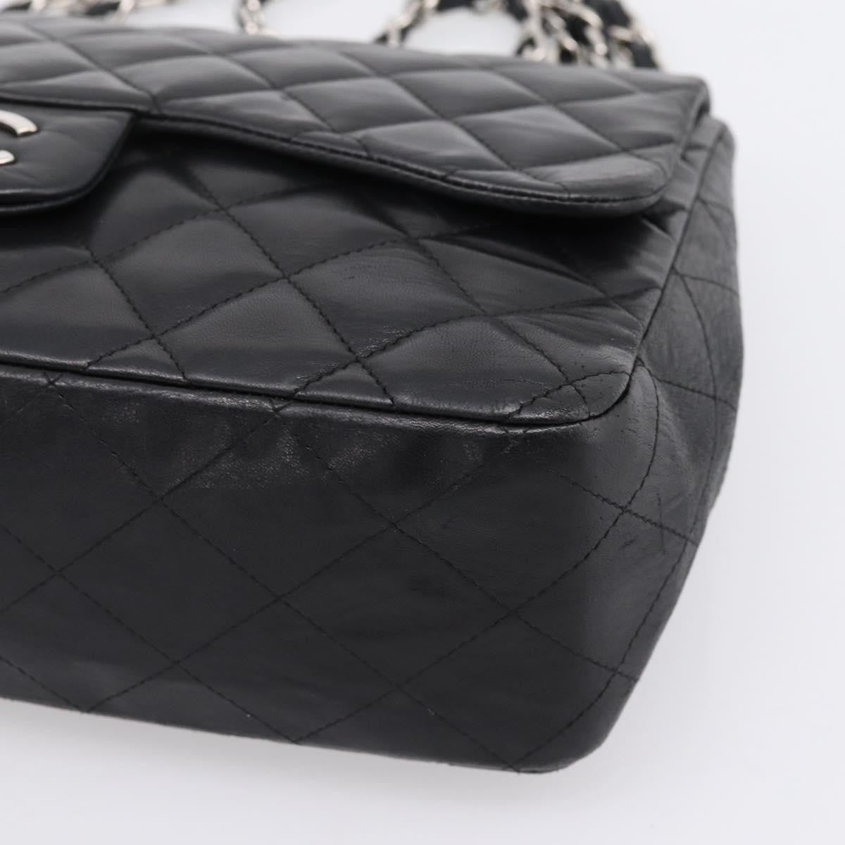 Chanel Vintage Square Classic Flap Quilted Lambskin Black Leather Handbag (Pre-Owned)