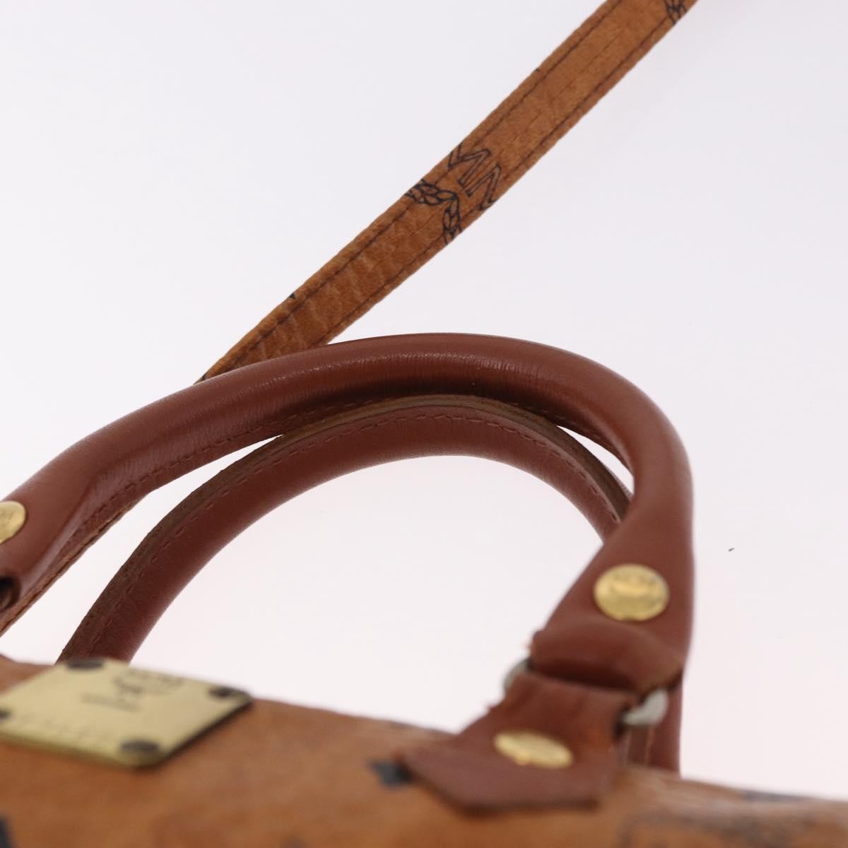 MCM Visetos Logogramme Leather Brown Leather Handbag (Pre-Owned)