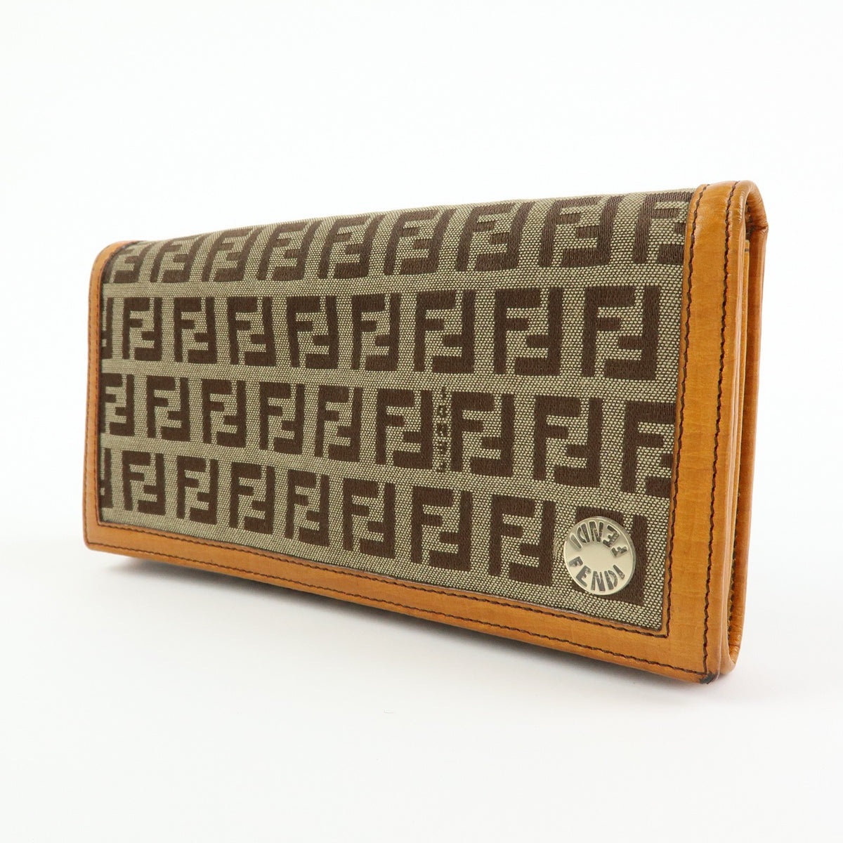 Fendi Bifold Zucca Coated Canvas Beige Canvas Wallets Accessory (Pre-Owned)