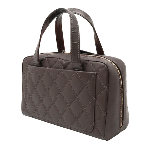 Chanel Bowling Bag Brown Leather Handbag (Pre-Owned)