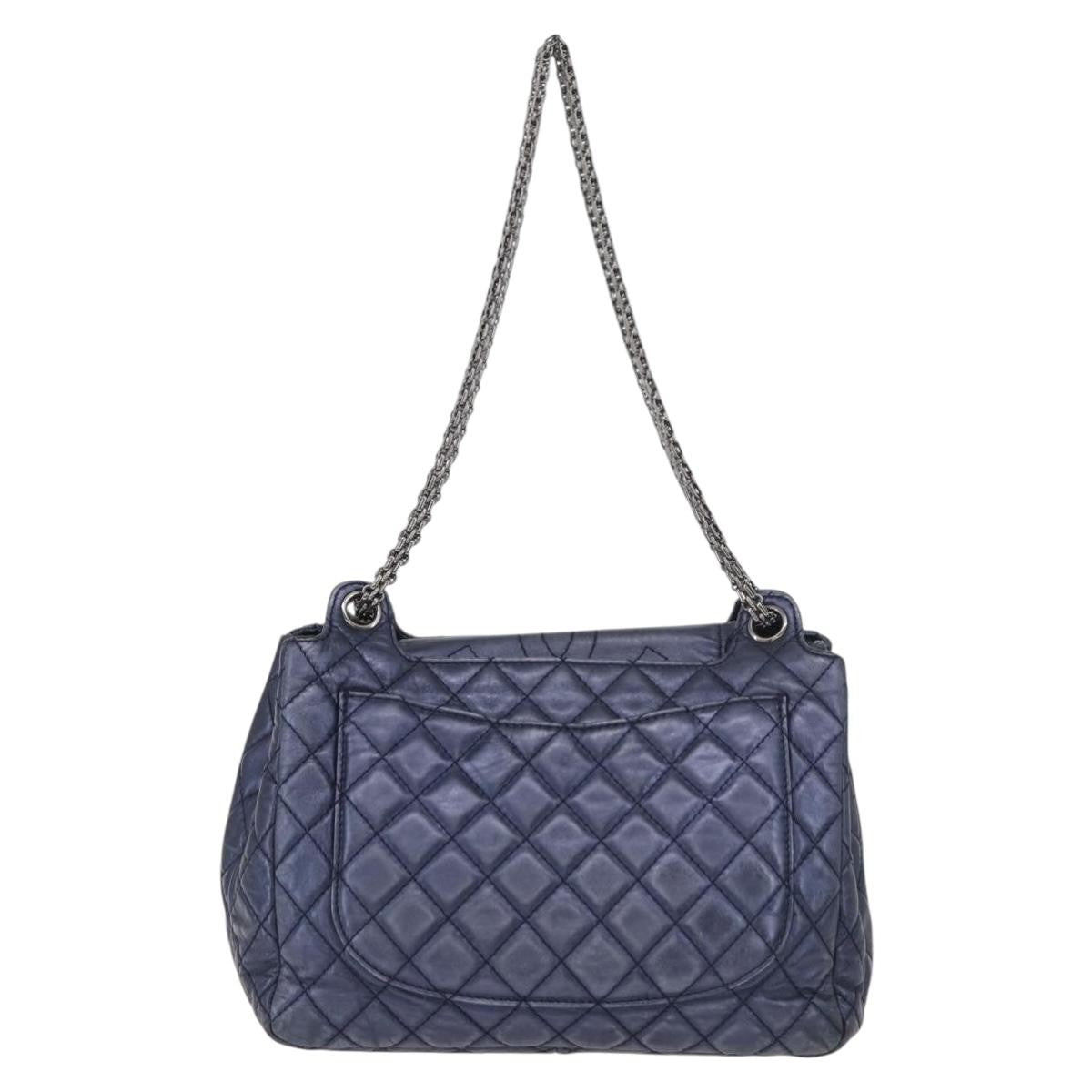 Chanel Accordion Reissue Flap Quilted Calfskin Blue Leather Shoulder Bag Bag (Pre-Owned)