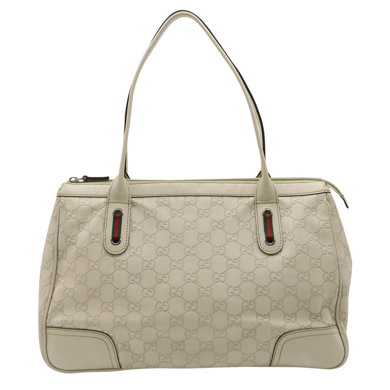 Gucci Sherry White Leather Tote Bag (Pre-Owned)