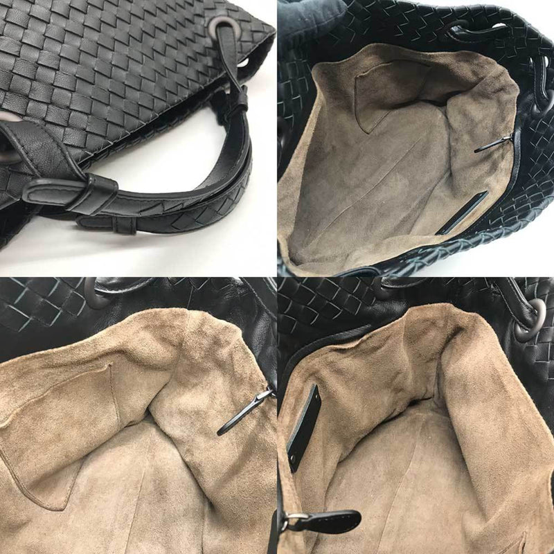 Bottega Veneta Intrecciato Black Leather Tote Bag (Pre-Owned)