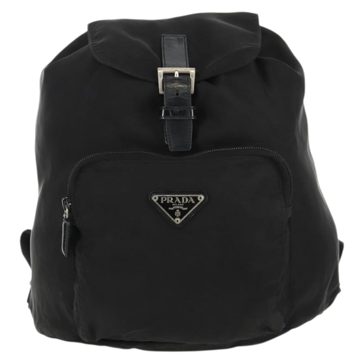 Prada Front Pocket Tessuto Black Nylon Backpack Bag (Pre-Owned)