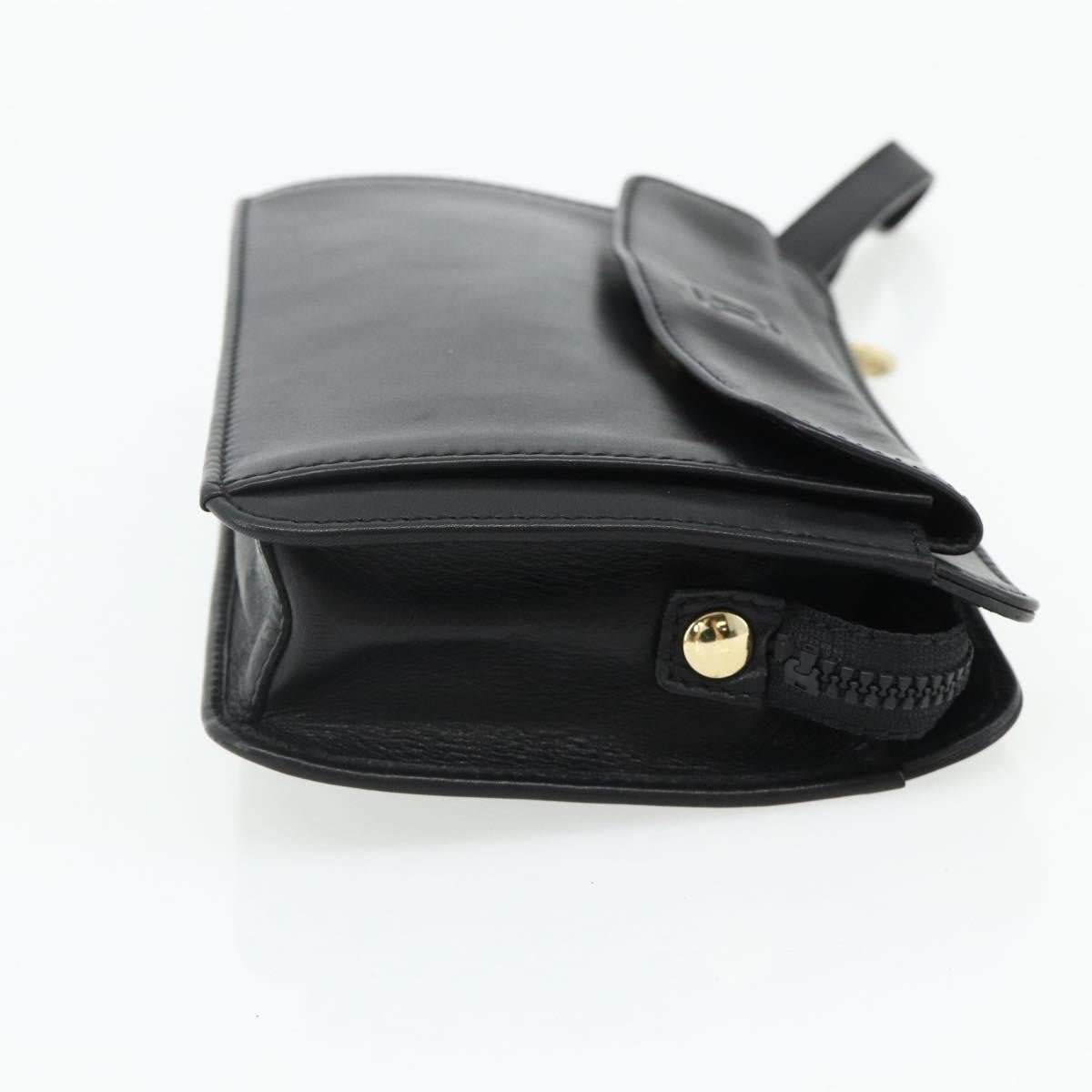 Celine Zip Clutch Leather Black Leather Clutche & Pouche Bag (Pre-Owned)