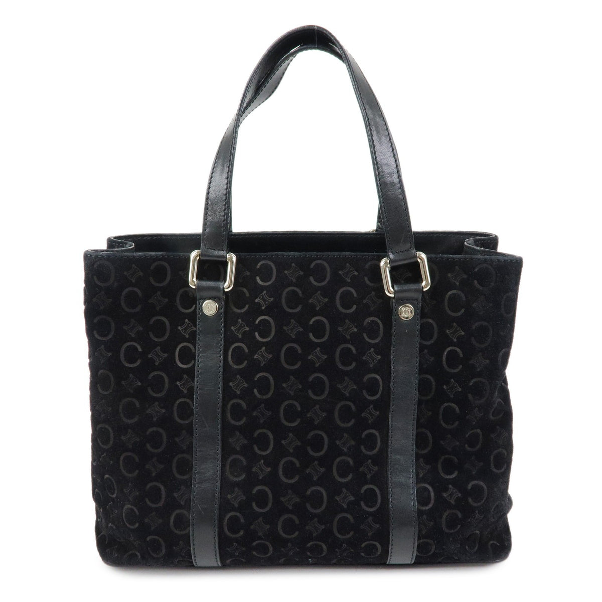 Celine C Macadam Tote Pvc Leather/ Macadam Canvas Black Suede Shoulder Bag Bag (Pre-Owned)