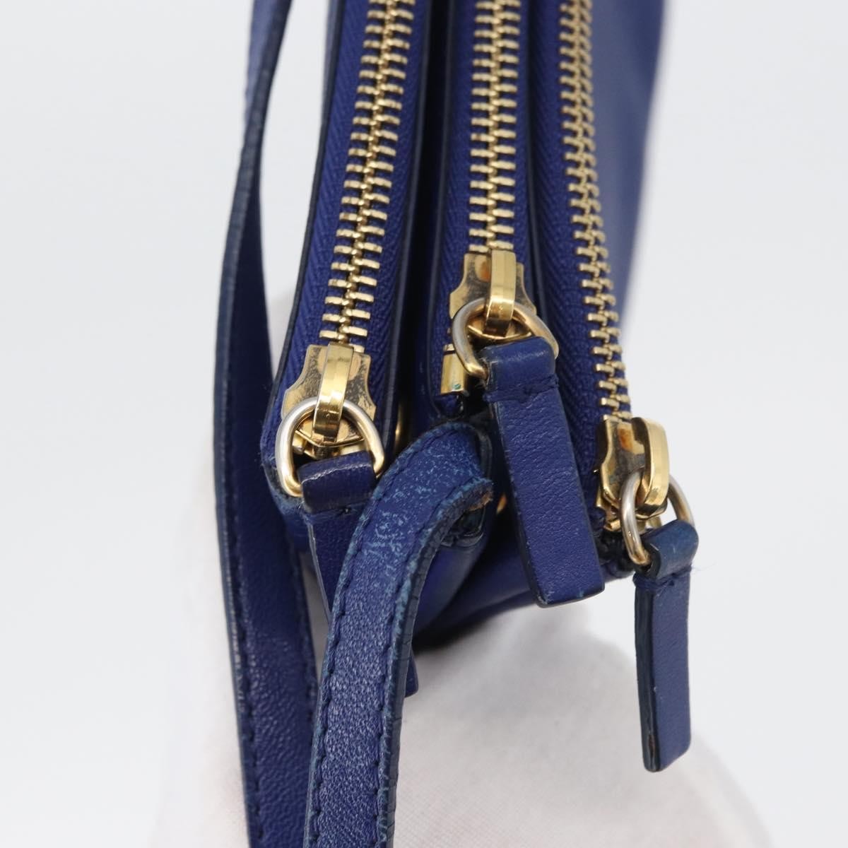 Celine Trio Leather Blue Leather Shoulder Bag Bag (Pre-Owned)