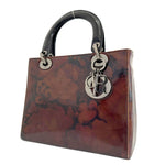 Dior Lady Dior Brown Patent Leather Handbag (Pre-Owned)